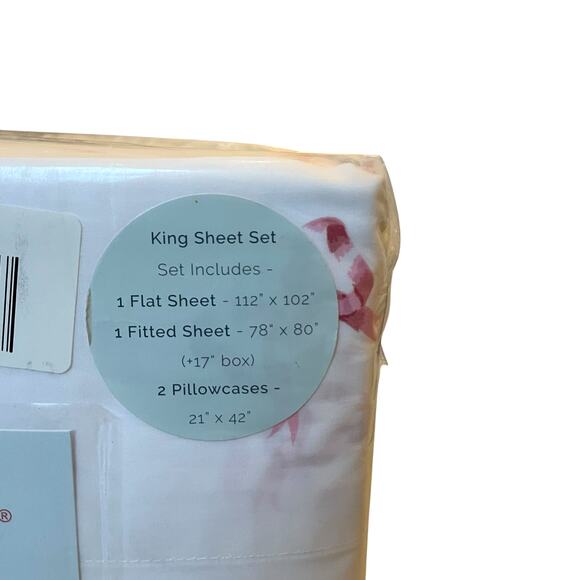 Cath Kidston 4pc KING Sheet Set Hot Pink Ribbons & Bows 100% Cotton White New - Picture 5 of 12